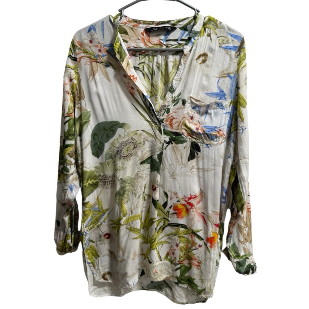 Zara Floral‎ Print Longsleeve Blouse, size Small